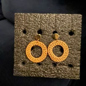 Rattan round earrings. Never worn. Post backs. Lightweight and fun for summer